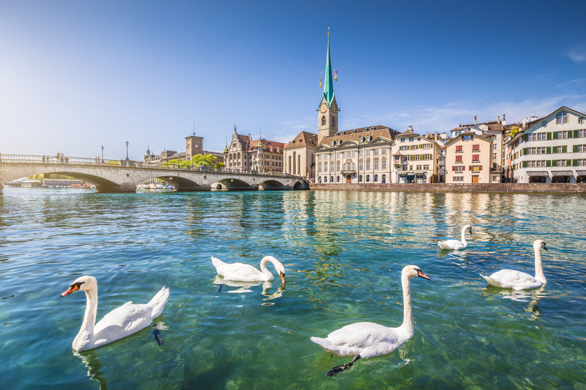 Historic city of Zurich with river Limmat, Switzerland