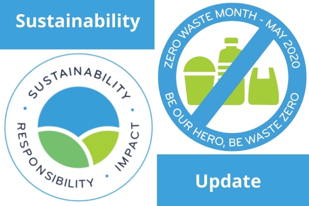 Collage of the InterNations Sustainability Initiative logo and the Zero Waste Month logo 
